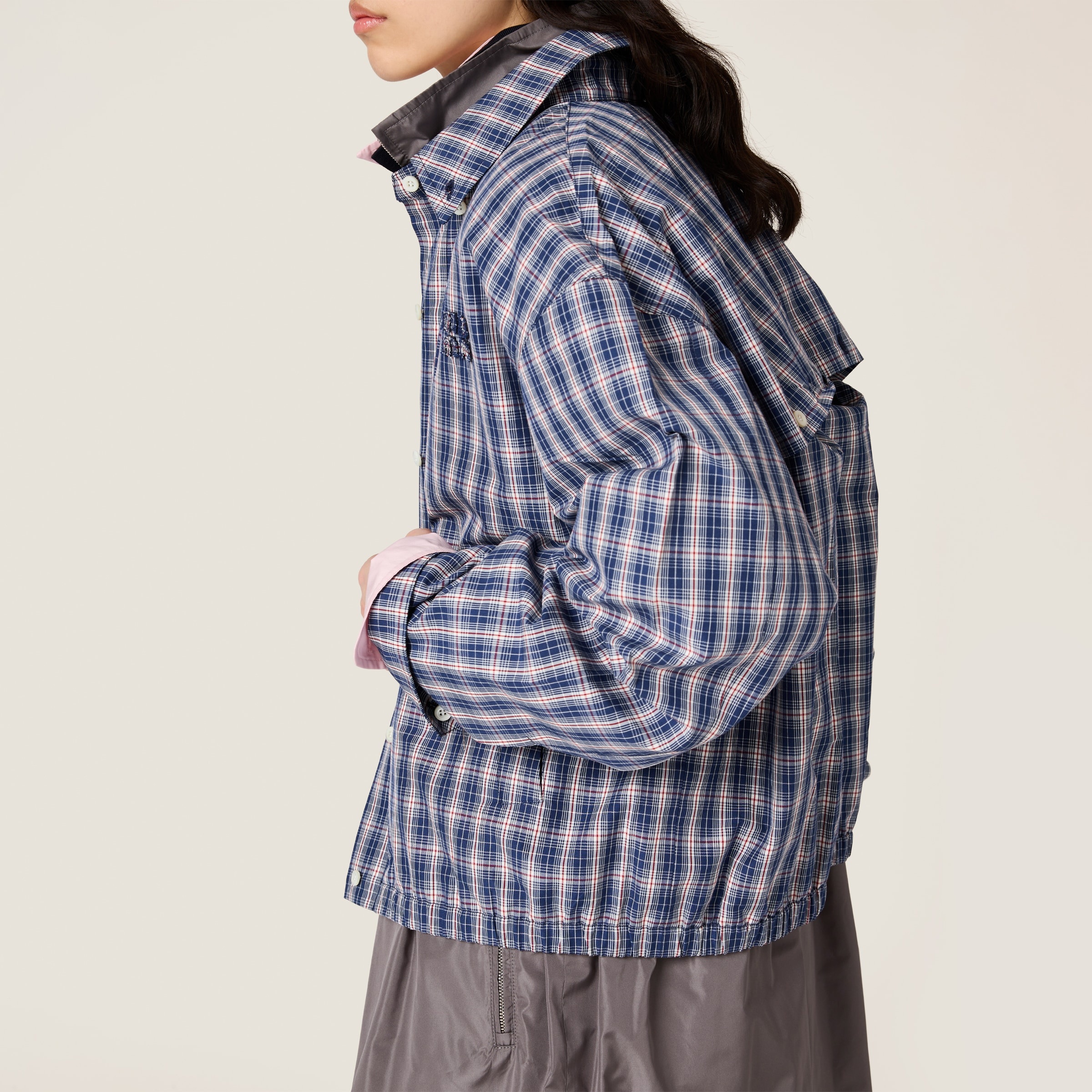Checked fabric blouson jacket - 4