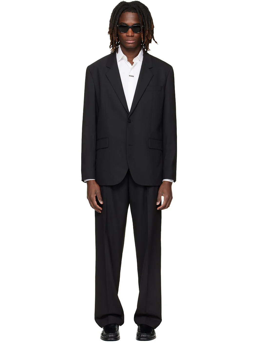 Black Two-Piece Modern-Fit Stretch Twill Suit - 1