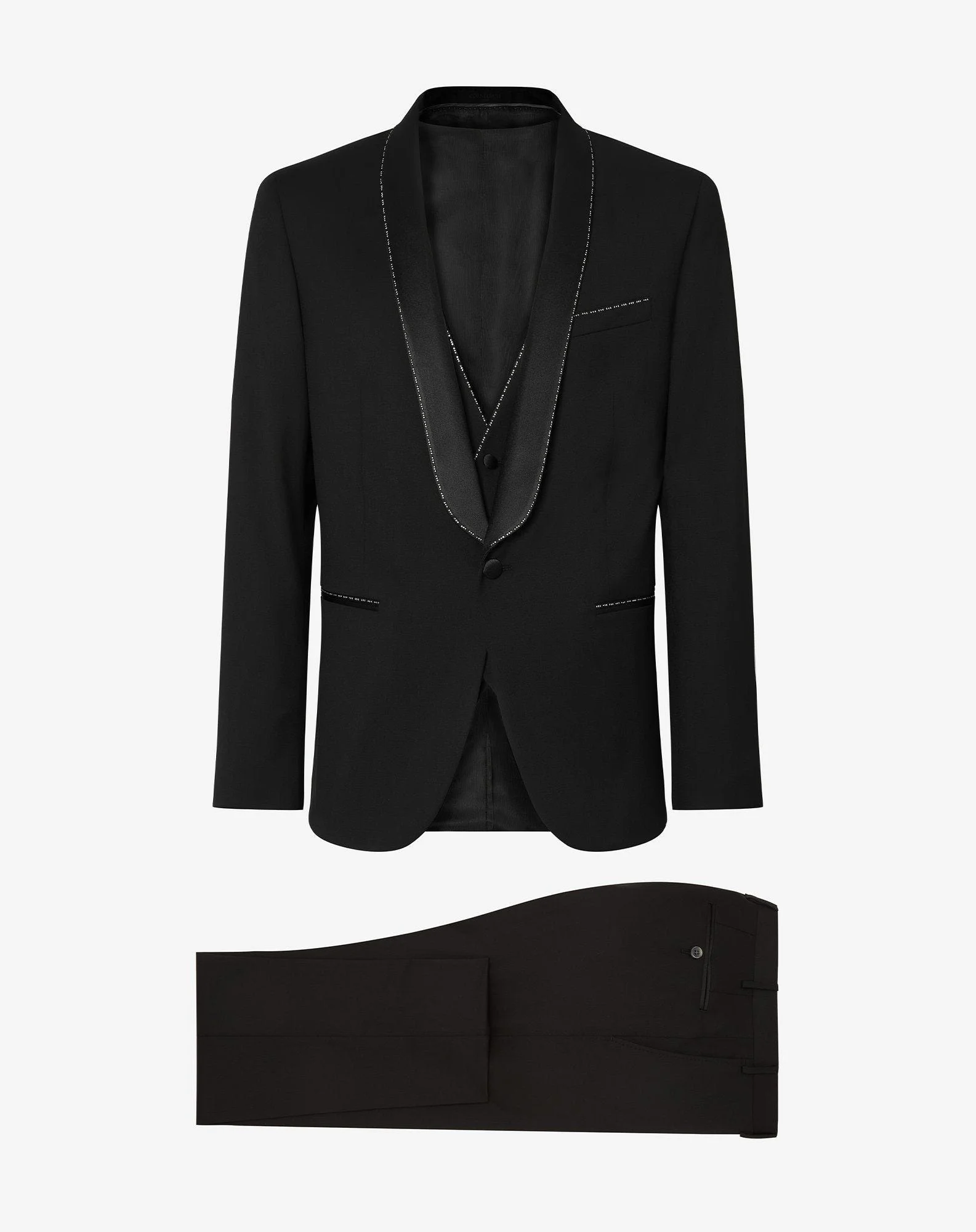 Black 130's wool twill tuxedo - 1