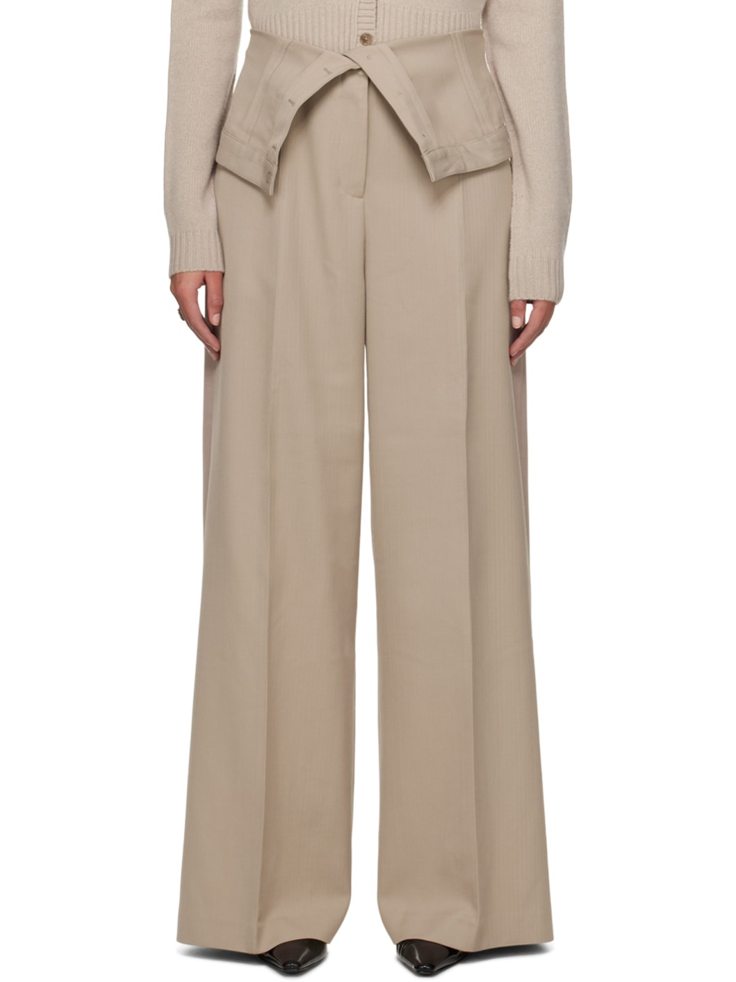 Beige Tailored Trousers - 1