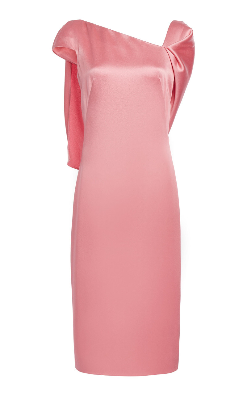 Cape-Detailed Satin Midi Dress pink - 1