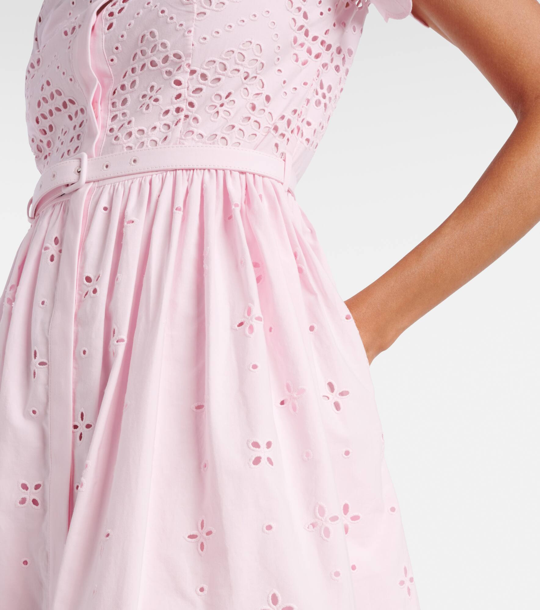 Broderie anglaise cotton midi dress - 5
