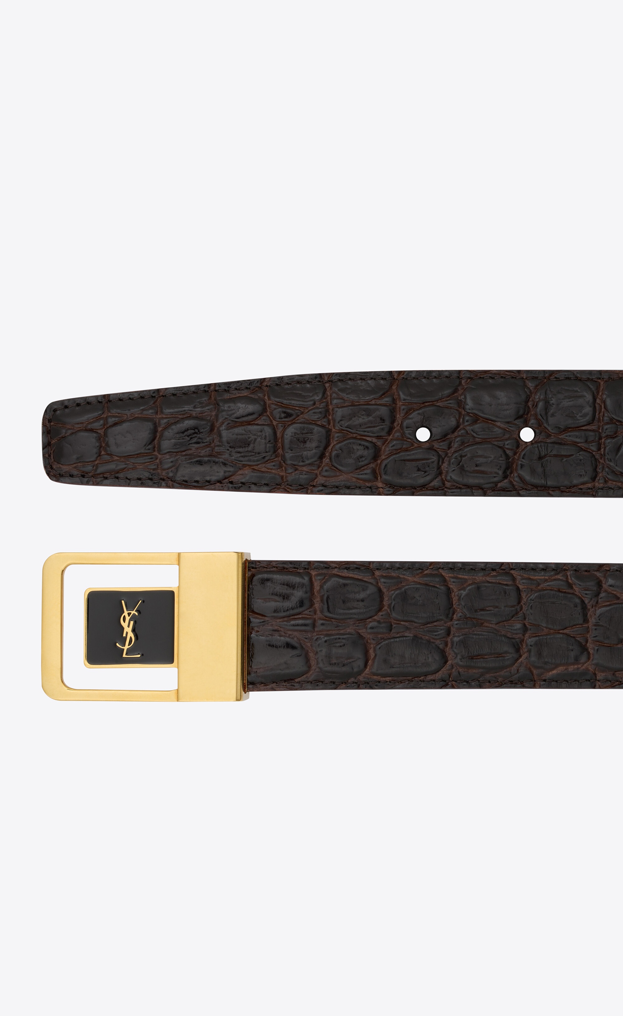 female buckle belt in crocodile-embossed leather - 2