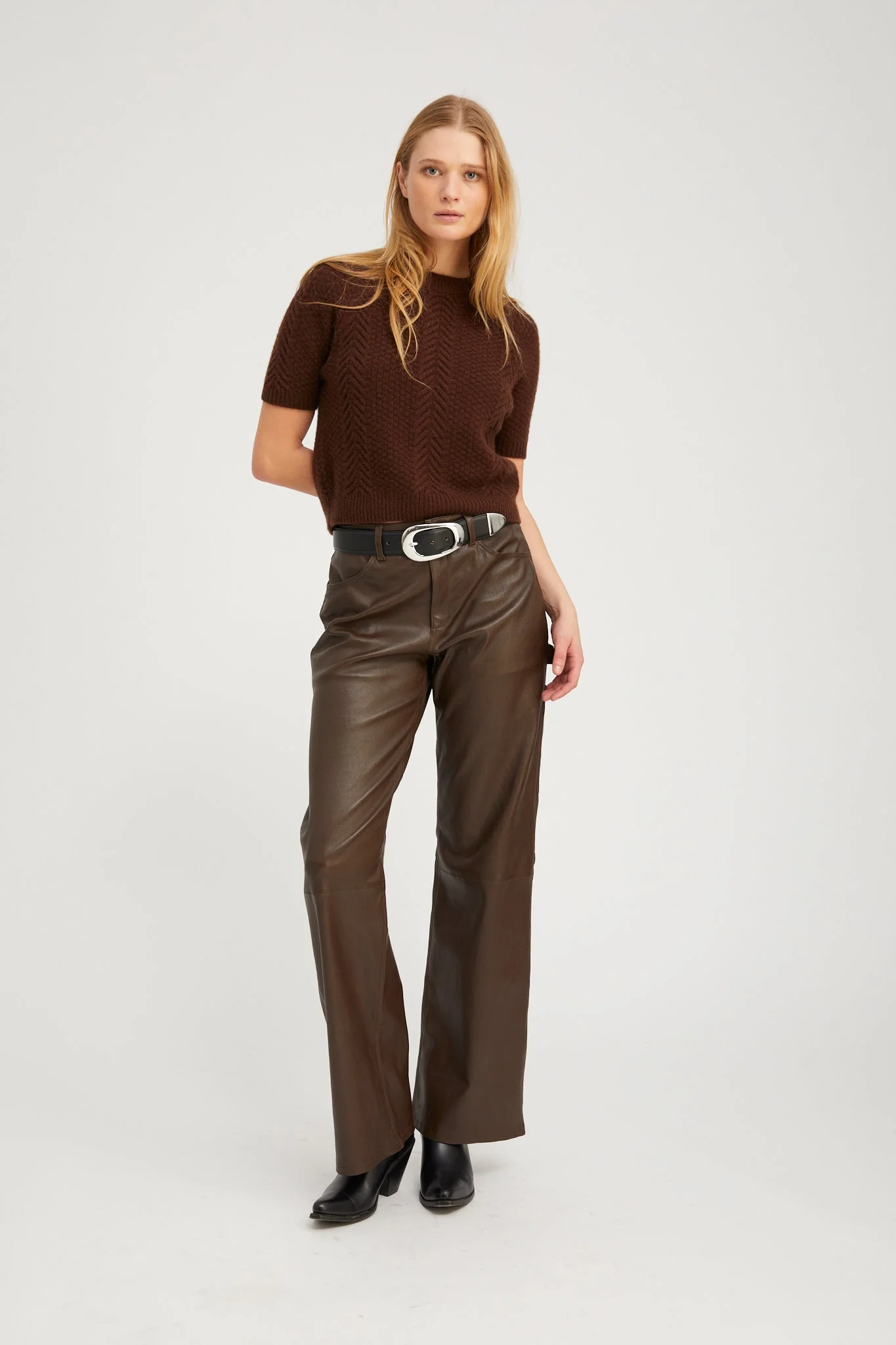 AMERICANO LEATHER CARPENTER PANTS - 1