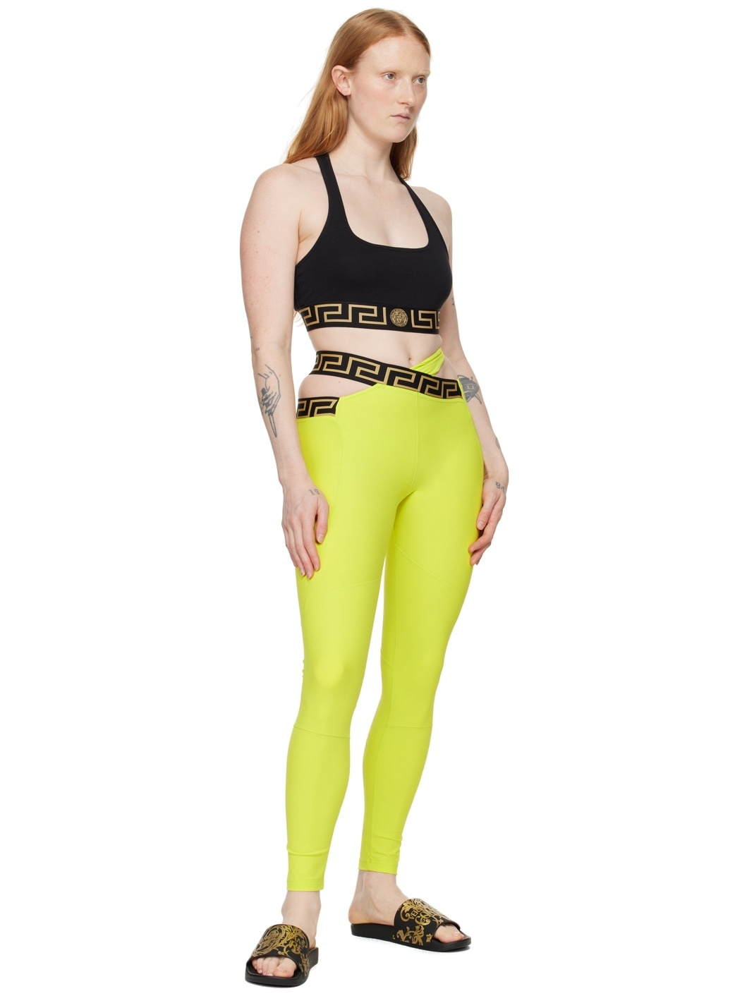 Green Greca Border Leggings - 4