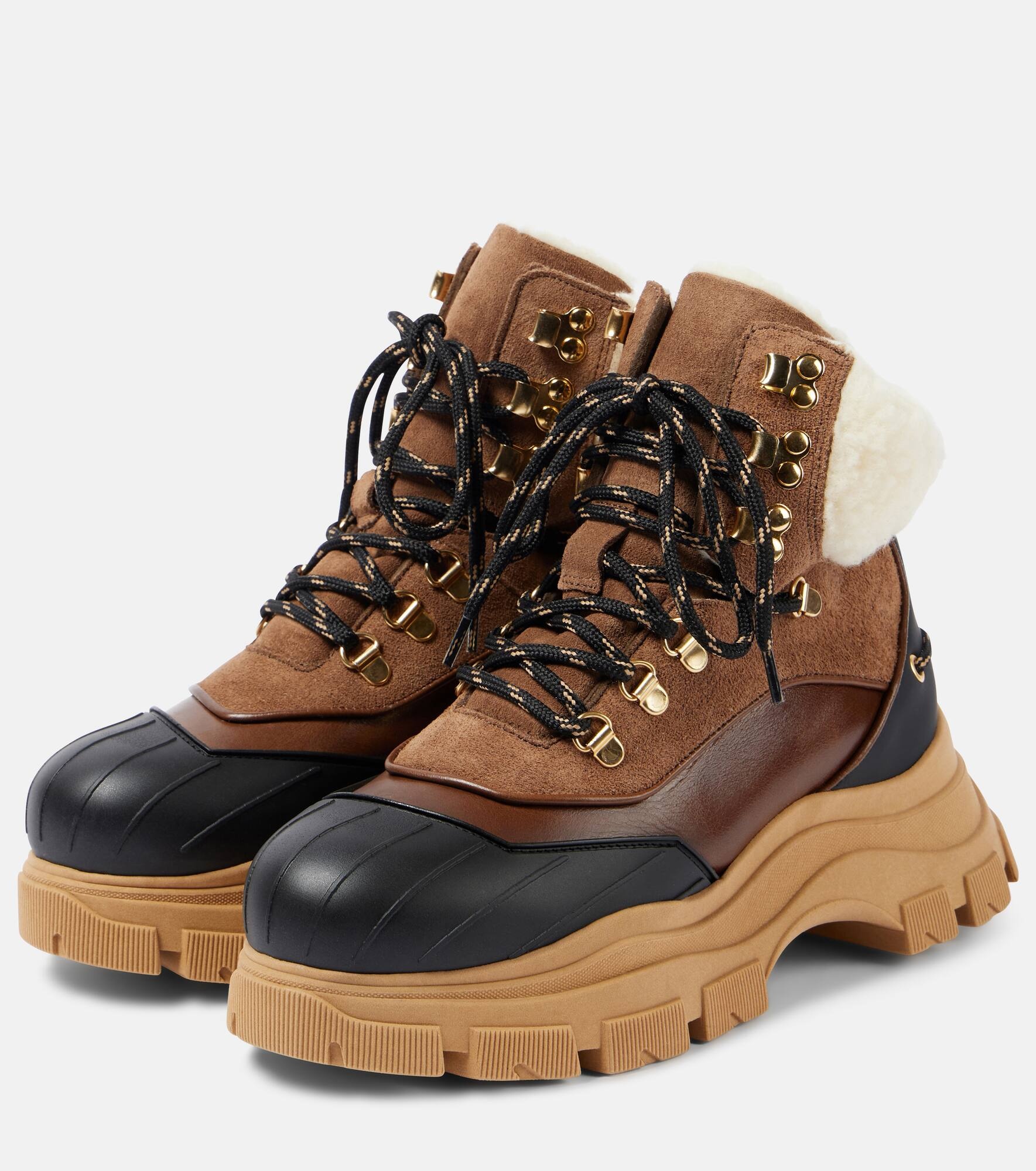 Sporty Shearling leather lace-up boots - 4