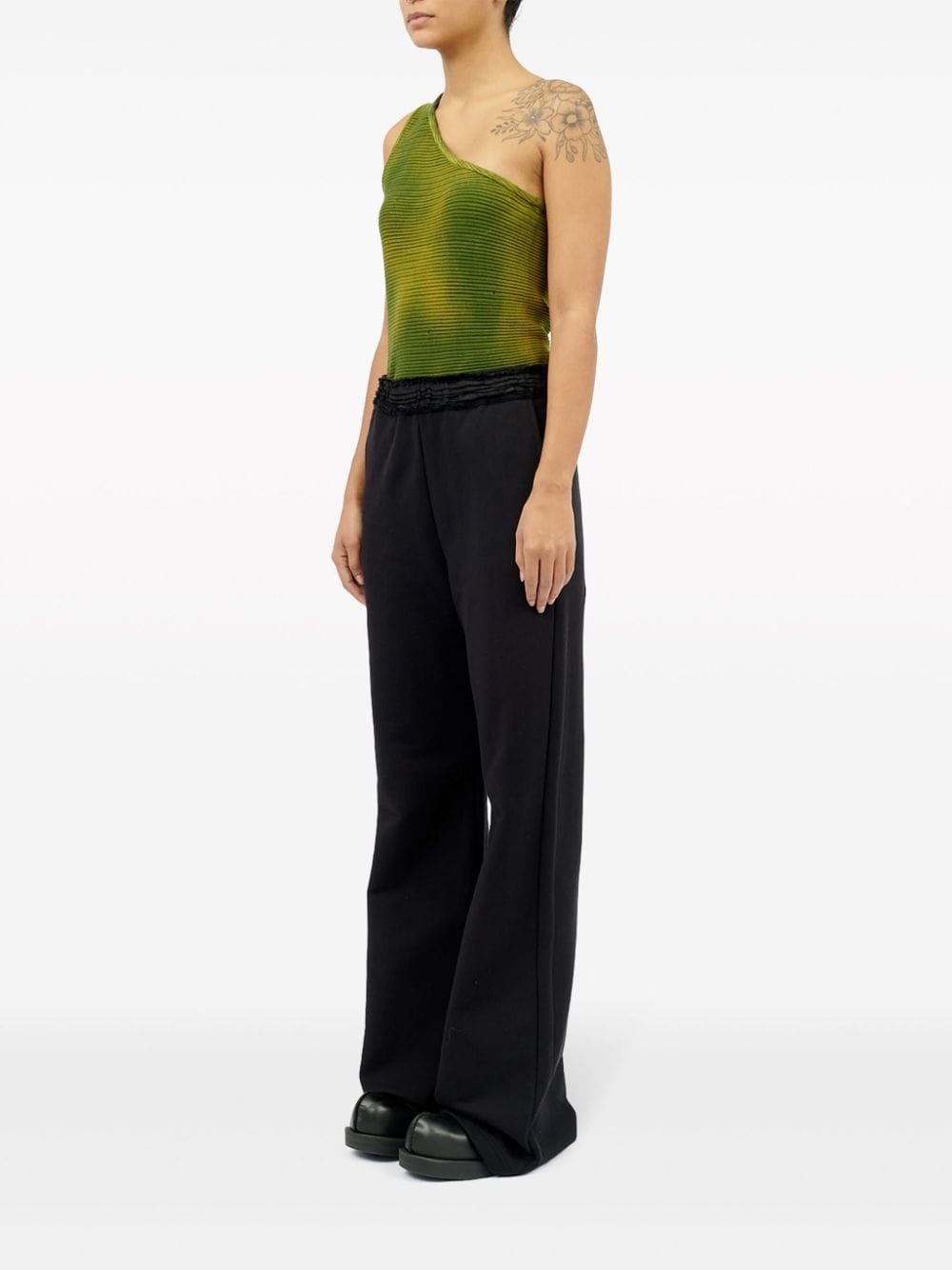 ruffled-waist flared trousers - 4