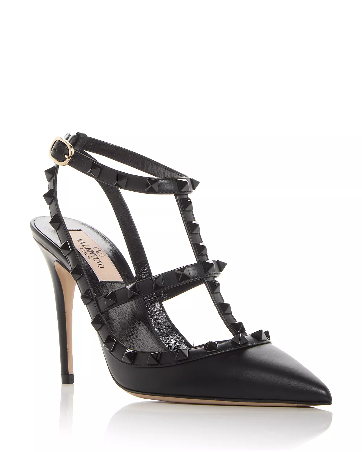Women's Rockstud Cage Leather Pumps with Studs - 1
