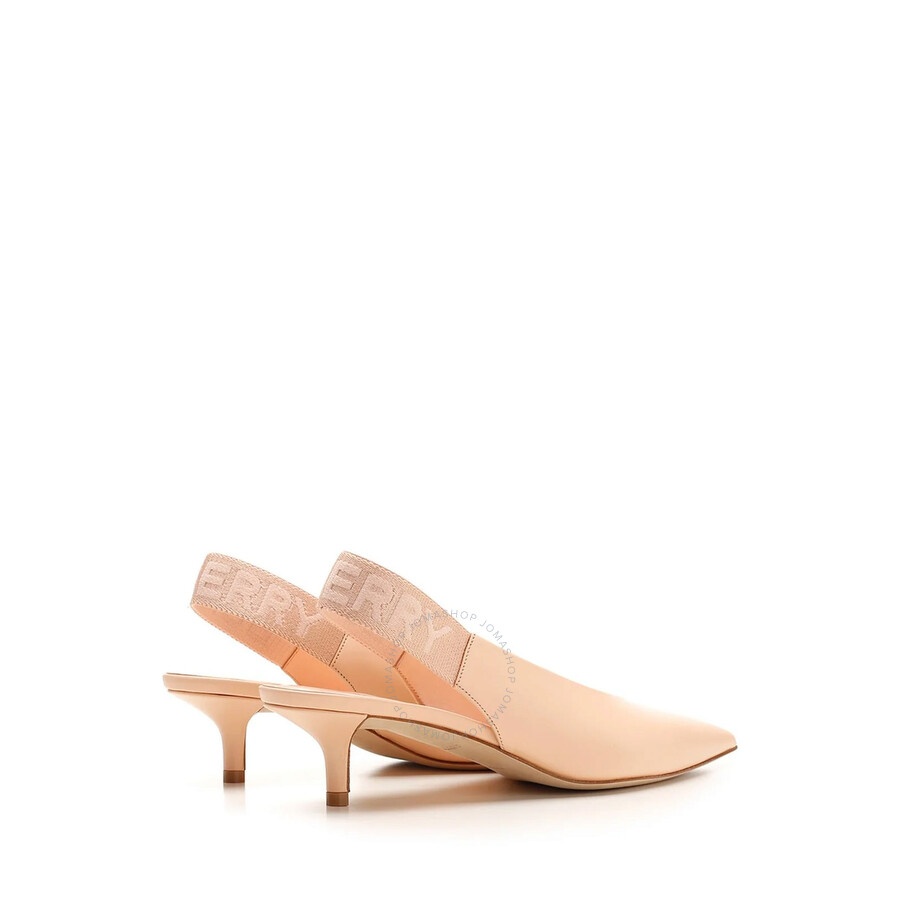 Burberry Ladies Peach Pink Malinda Logo Slingback Pointy Toe Pumps - 2