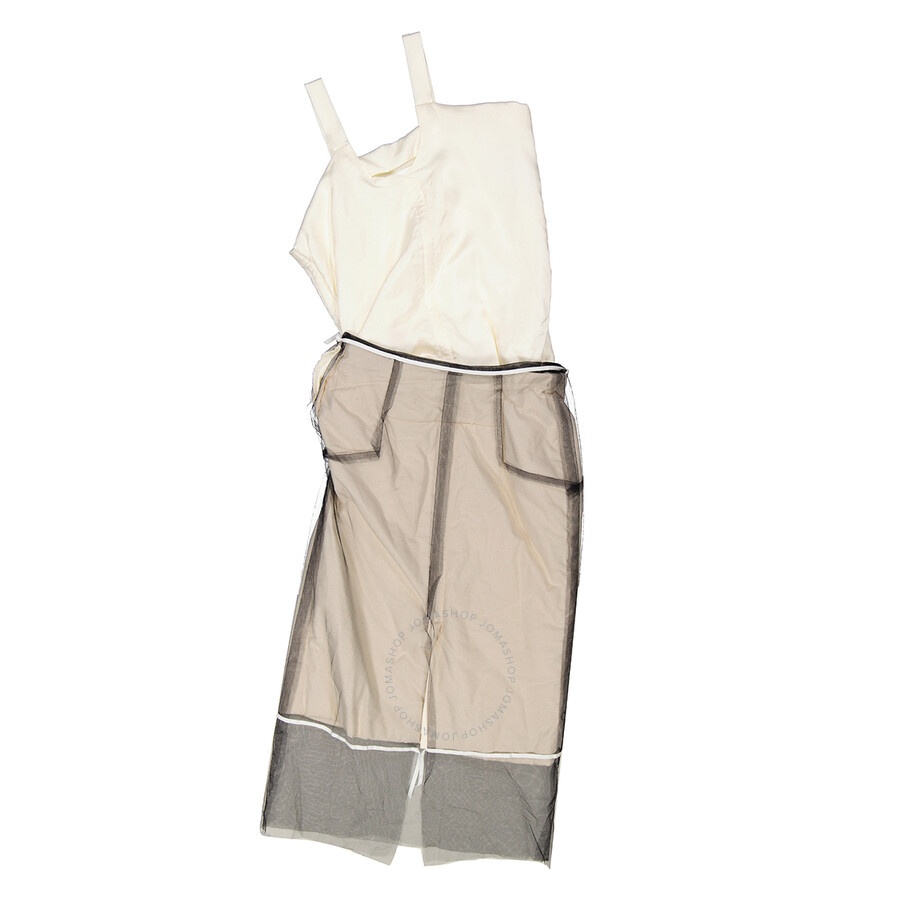 Maison Margiela Ladies Ecru Layered Calico Midi Dress - 2