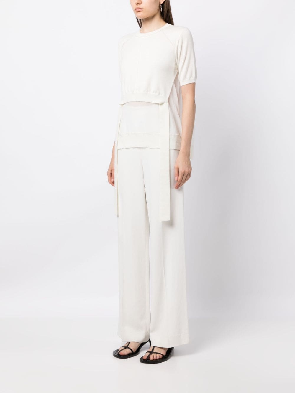 semi-sheer panelled knitted top - 3