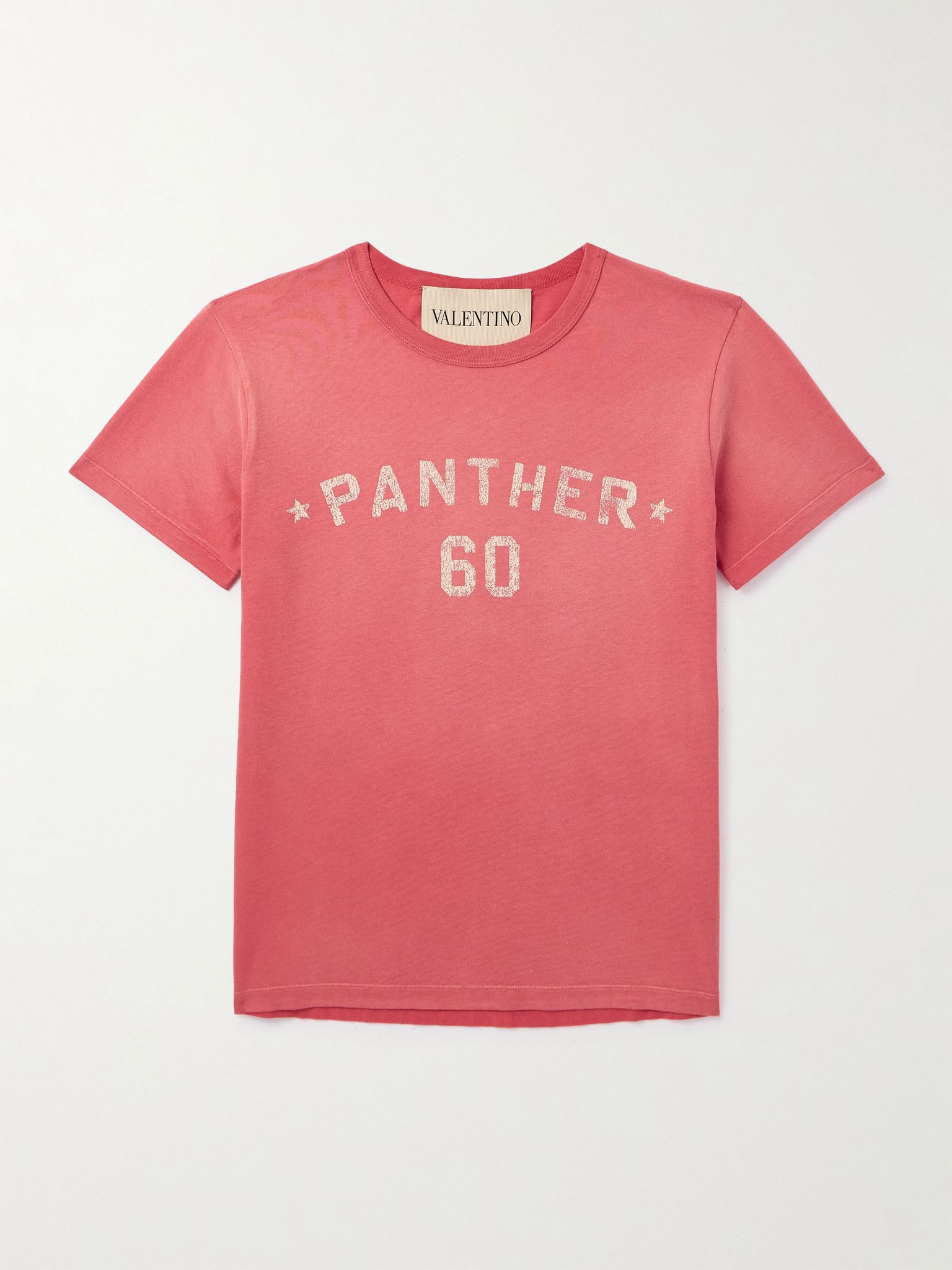 Chez Valentino Logo-Appliquéd Printed Cotton-Jersey T-Shirt Red - 1