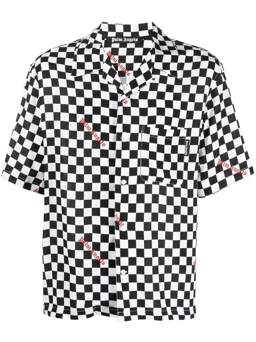 checkerboard-print bowling shirt - 1