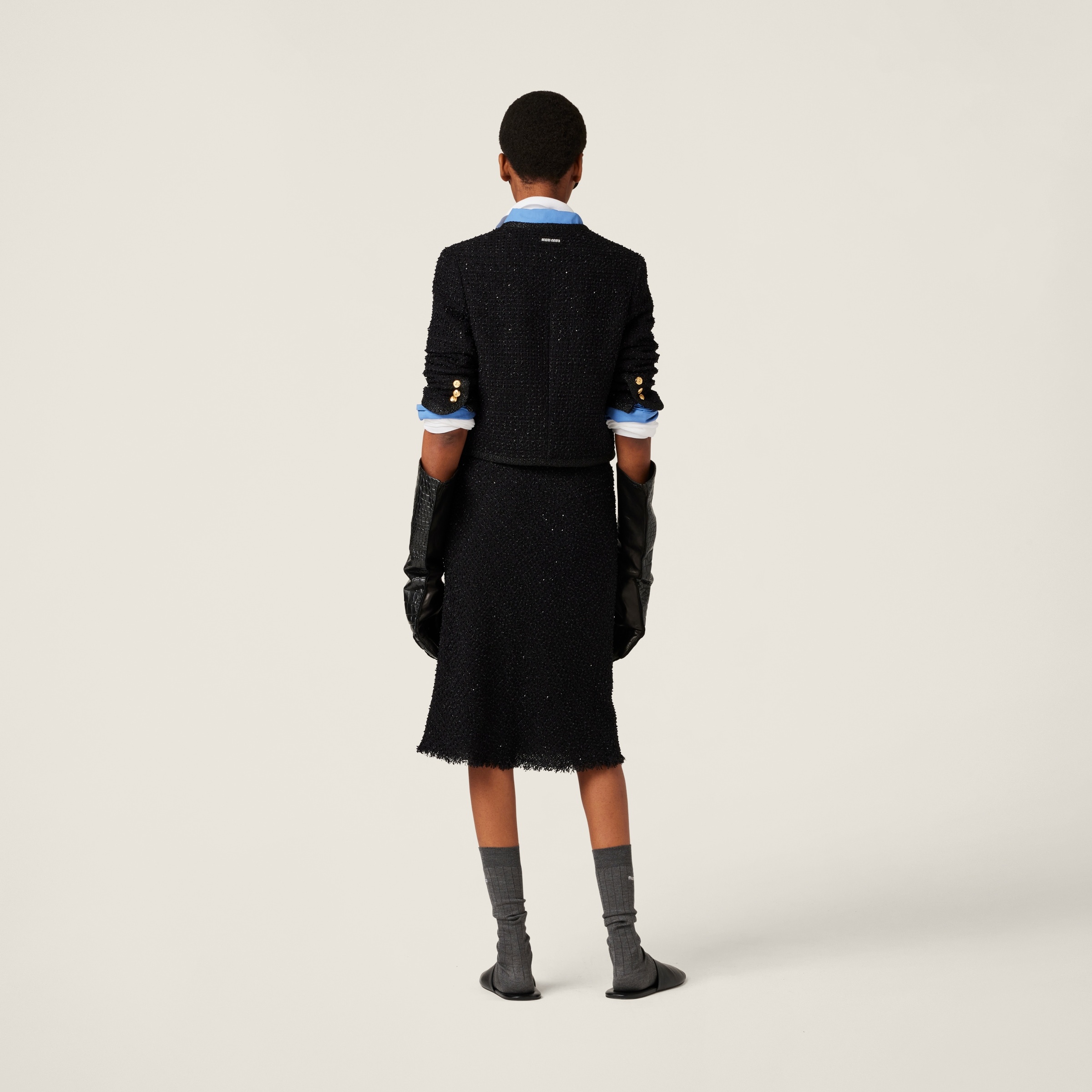 Single-breasted lamé bouclé jacket - 3