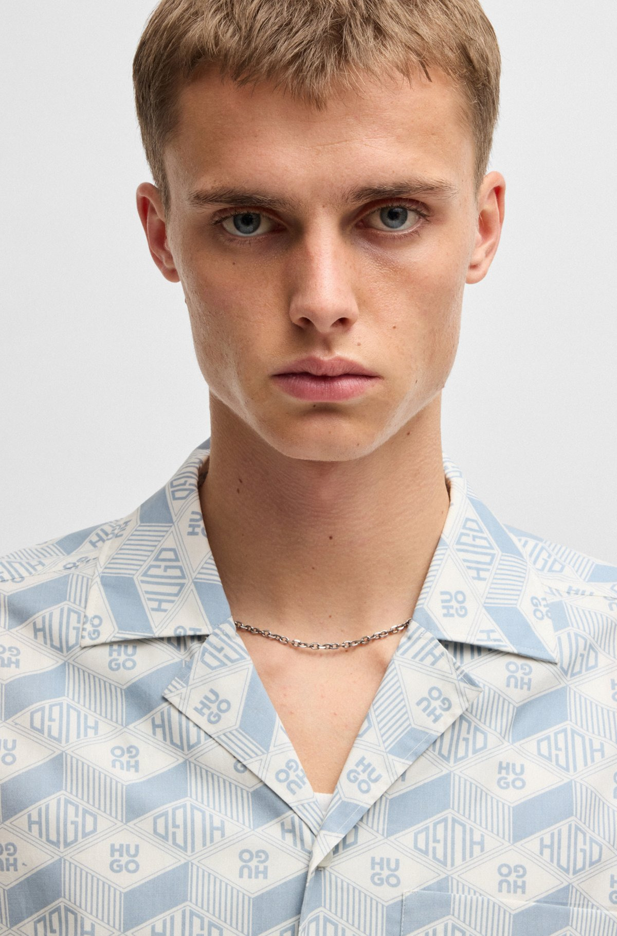 RELAXED-FIT SHIRT IN COTTON WITH GEOMETRIC-LOGO PRINT - 3