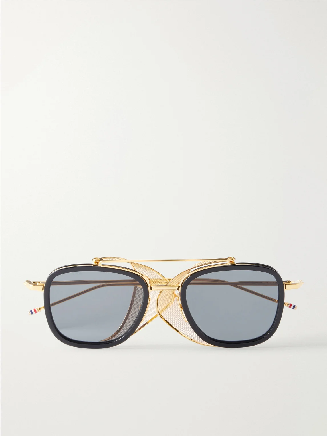 Round-Frame Silver-Tone Titanium Sunglasses - 1