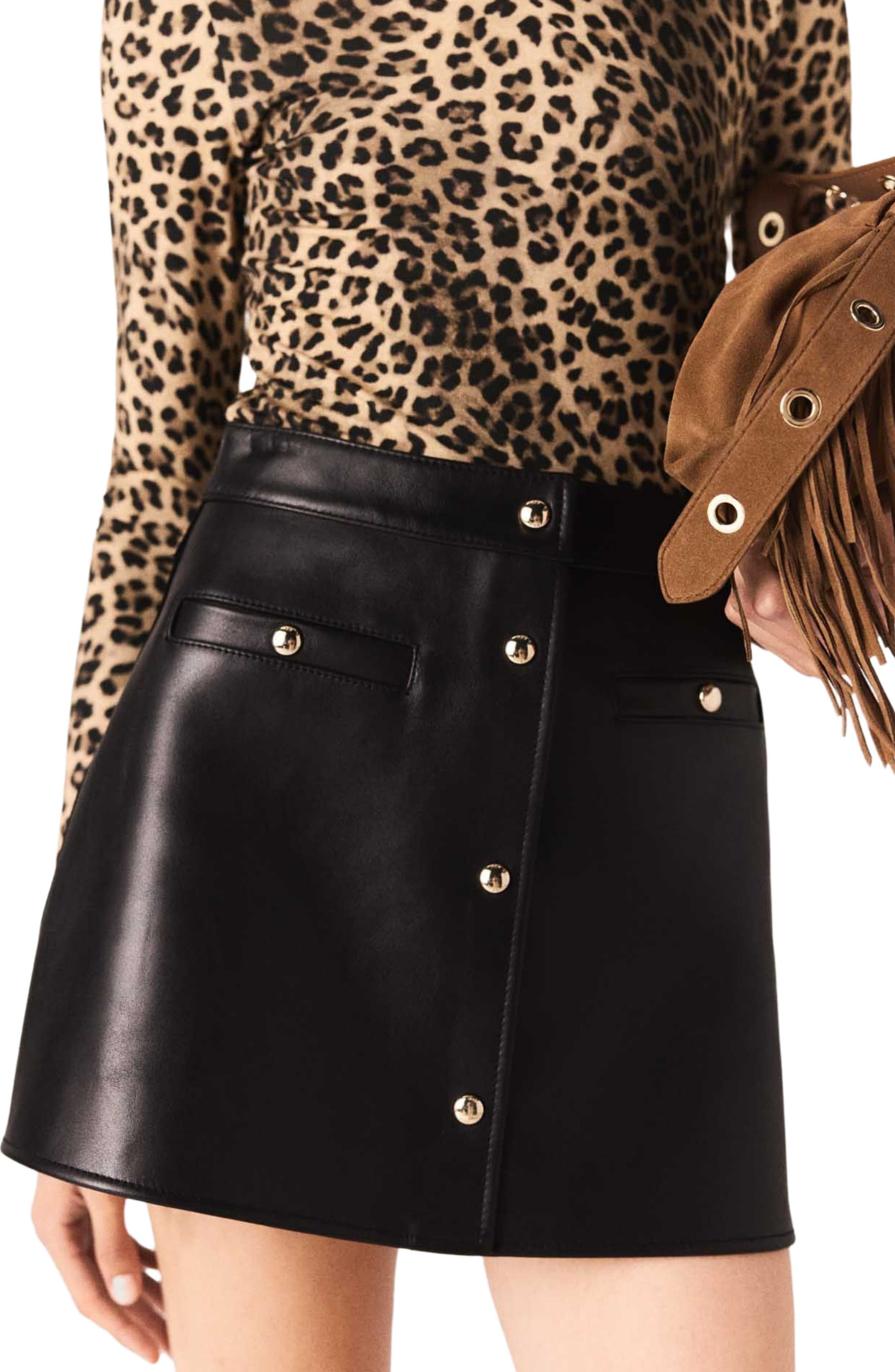 maje Short leather skirt in Black at Nordstrom - 5