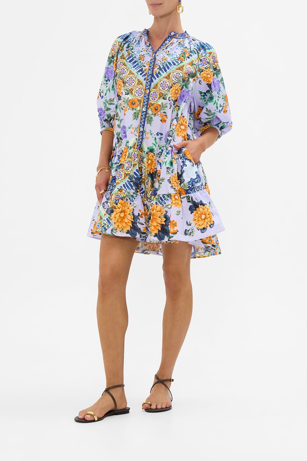 PUFF SLEEVE SHIRT DRESS - 4