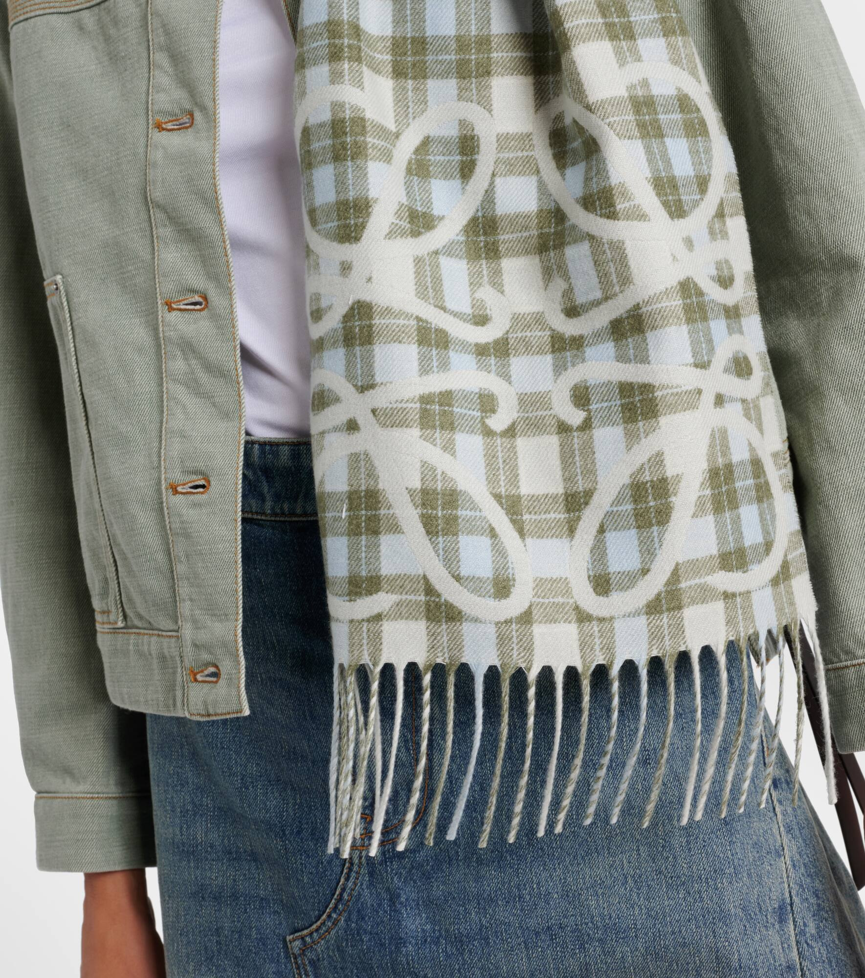 Anagram checked silk and cashmere scarf - 3