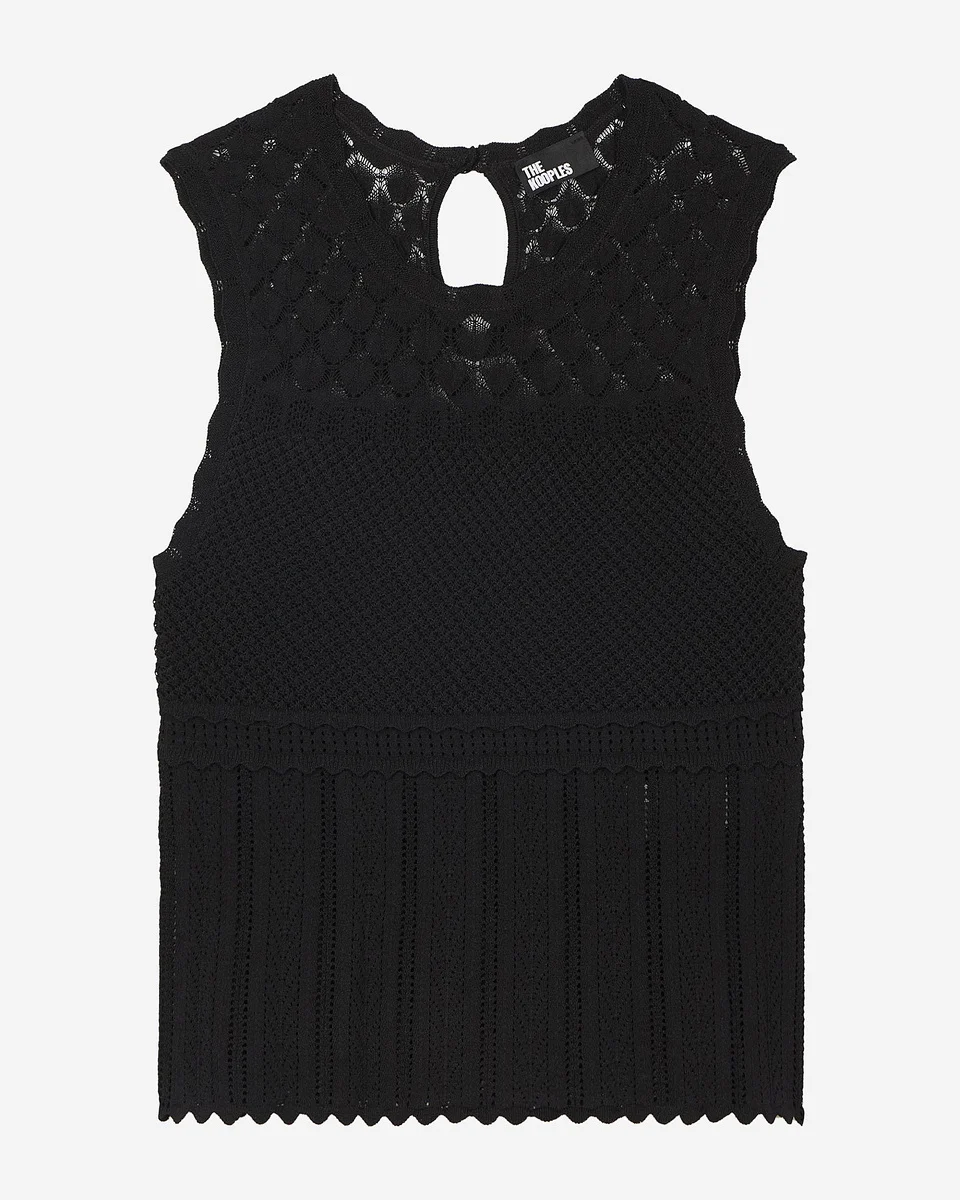 BLACK OPENWORK TOP - 1