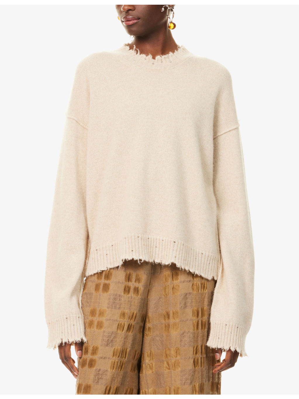 Distressed Round-Neck Cashmere Jumper - 3