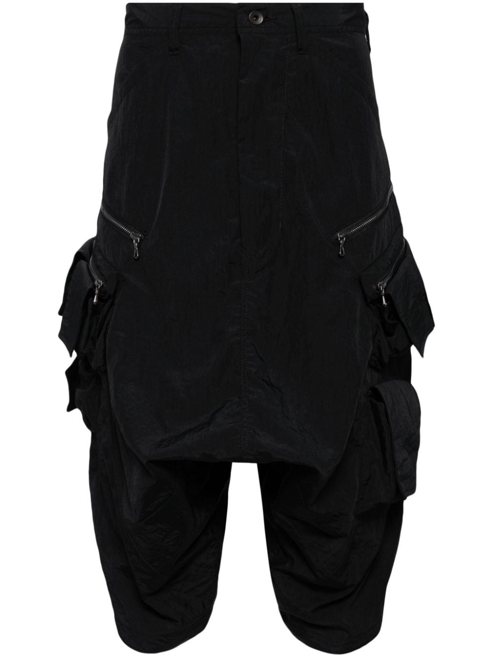 mid-rise drop-crotch cargo shorts - 1