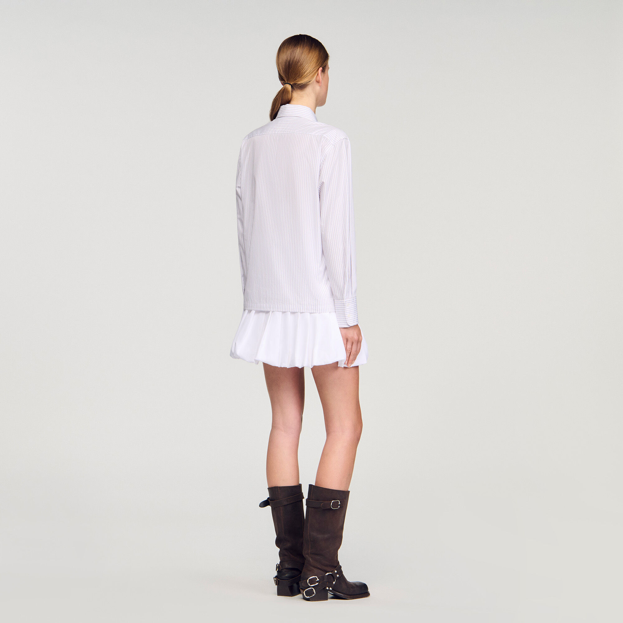 STRIPED SHIRT WITH DETACHABLE TIE - 5