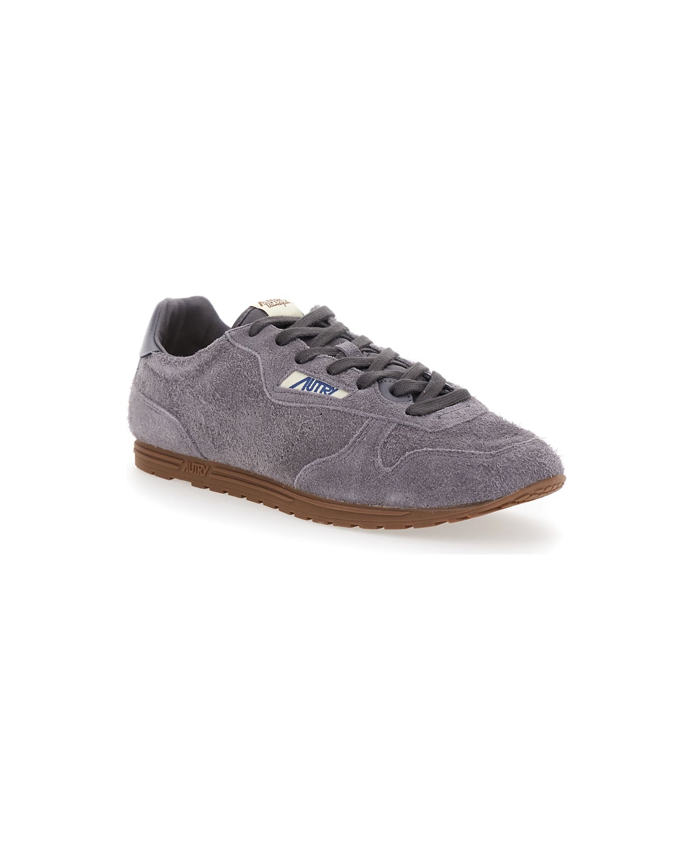'windspin Low' Grey Sneaker With Logo On The Side And On The Heel In Suede Man - 2