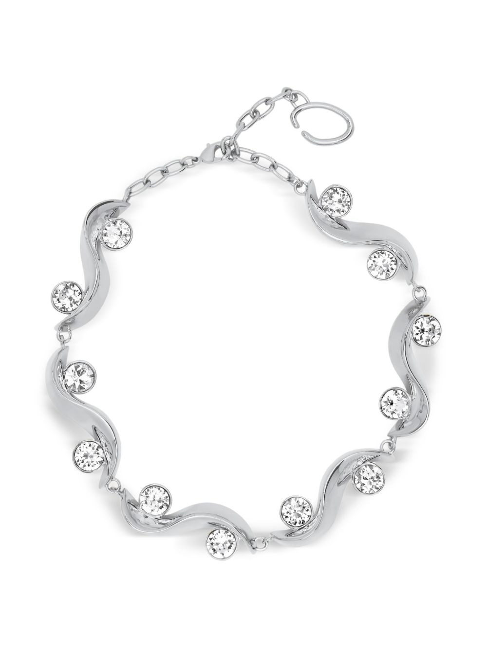 crystal-embellished wave necklace - 2