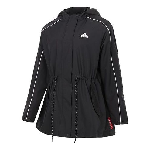 (WMNS) adidas Cny Jkt Warm Sports Lacing Woven Fleece Lined Hooded Jacket Black GP0625 - 1