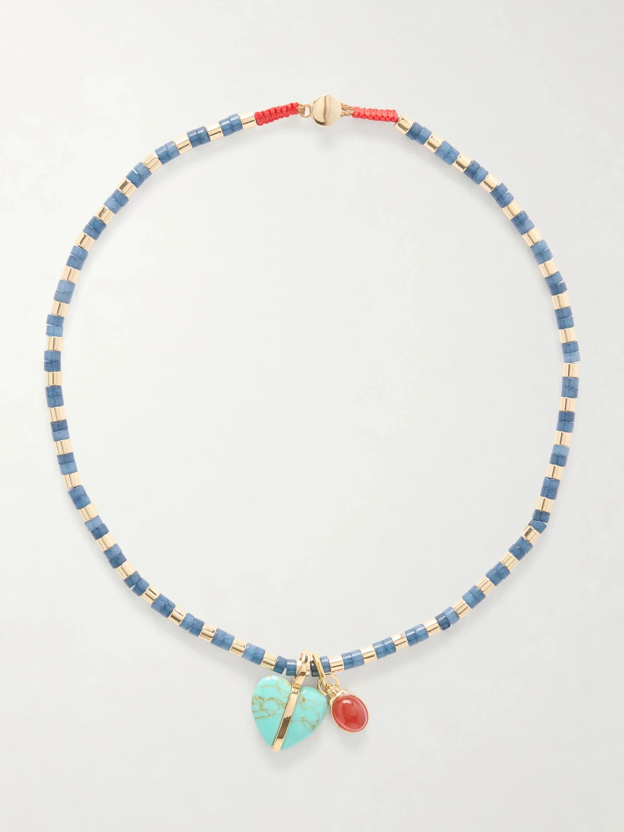 The Bar Gold-tone, Lapis Lazuli, Turquoise And Carnelian Necklace - 1