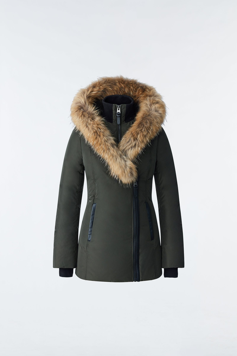 ADALI down coat with natural fur Signature Mackage Collar 1