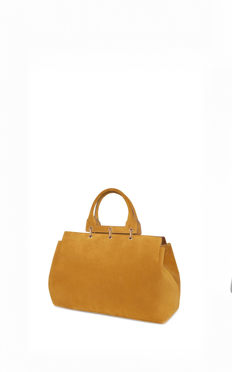 GABRIELA HEARST Small Amethyst Tote Bag in Golden Birch Suede outlook