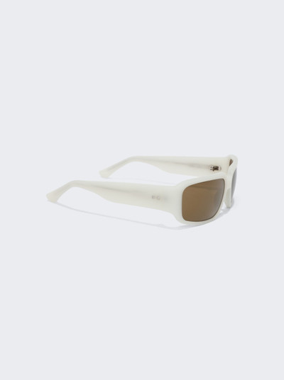 LINDA FARROW Classic Sunglasses White Silver And Brown Mirror outlook