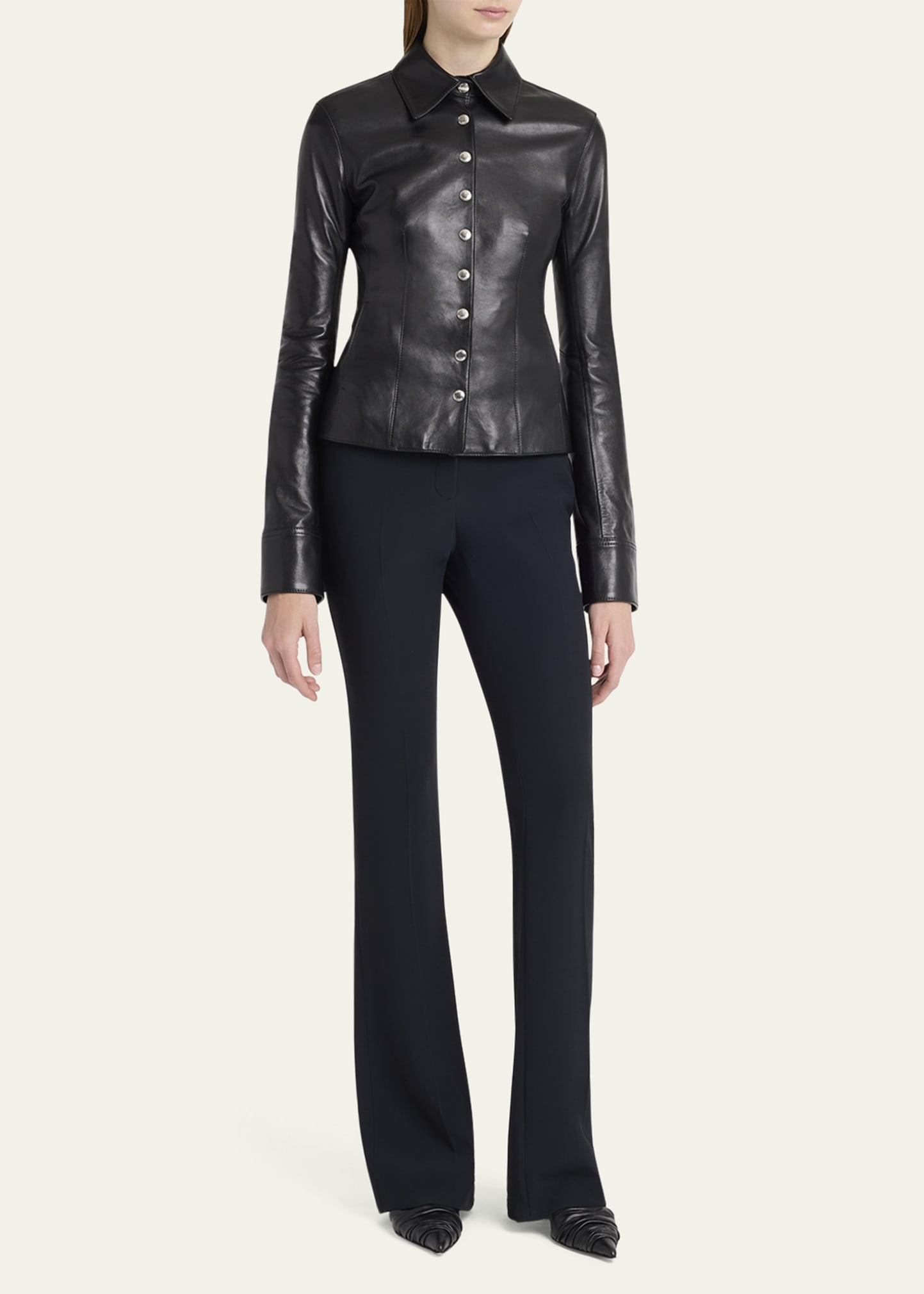 Leather Button-Down Top - 2