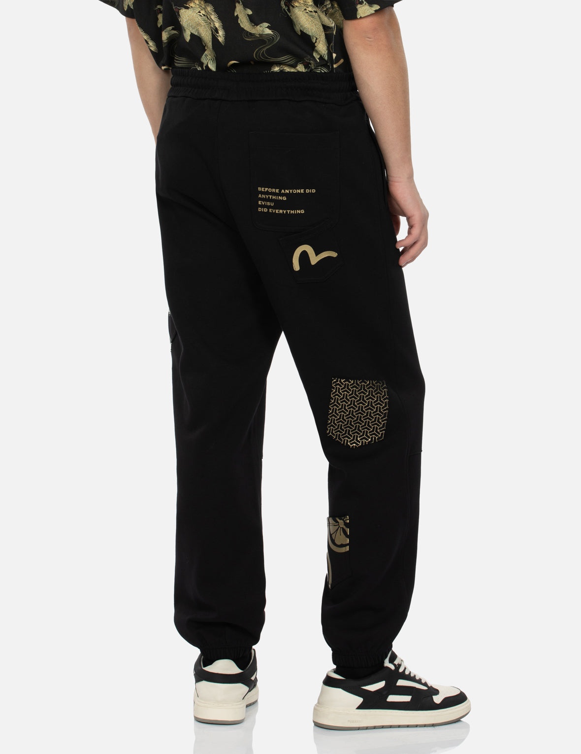 Multi Pocket and Logo Print Loose Fit Sweatpants - 5
