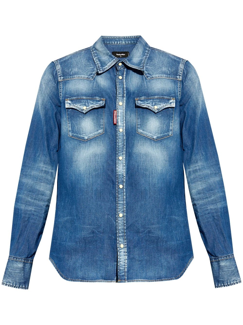 Western ripped-detail denim shirt - 1