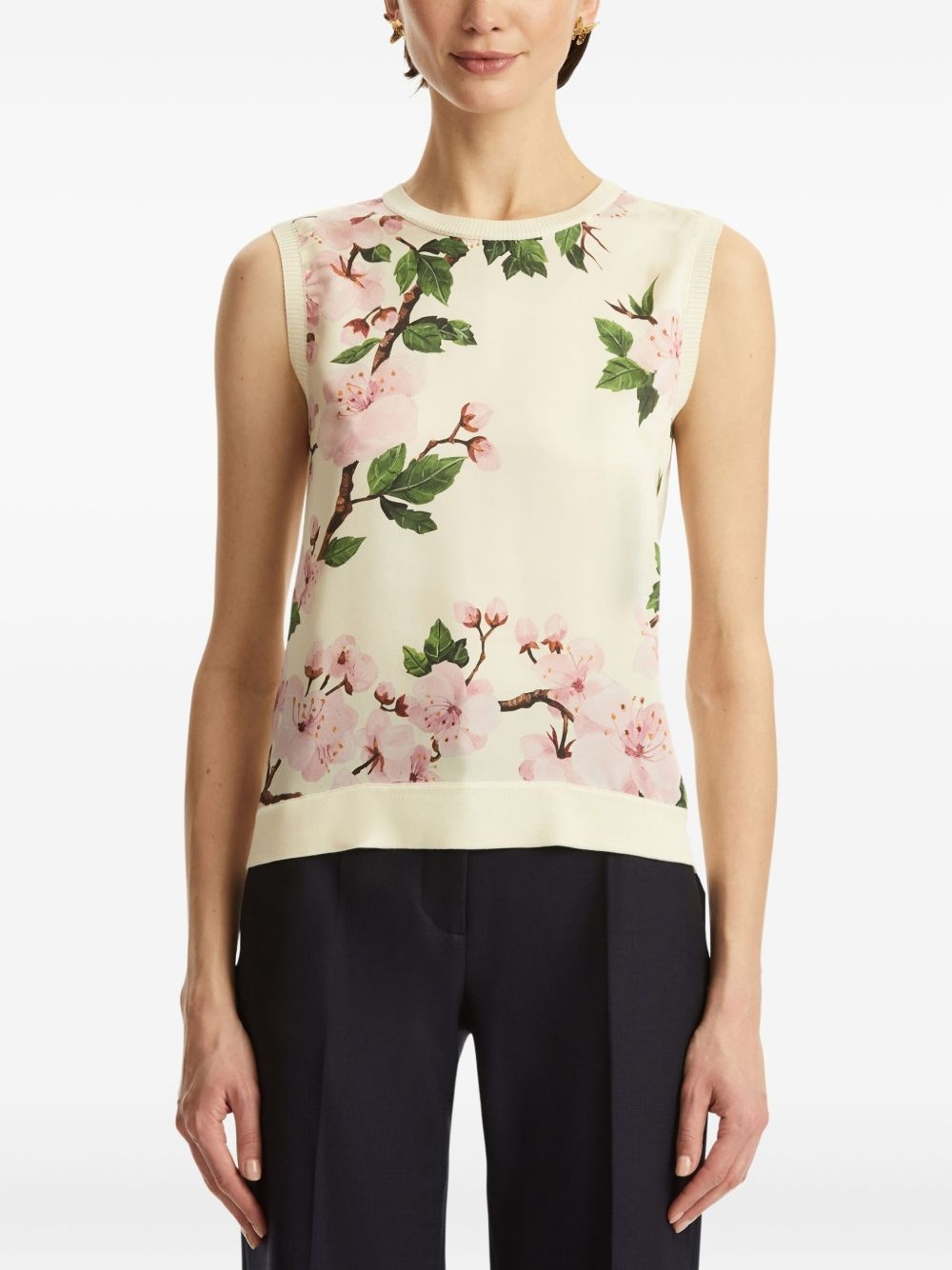 printed silk tank top - 3
