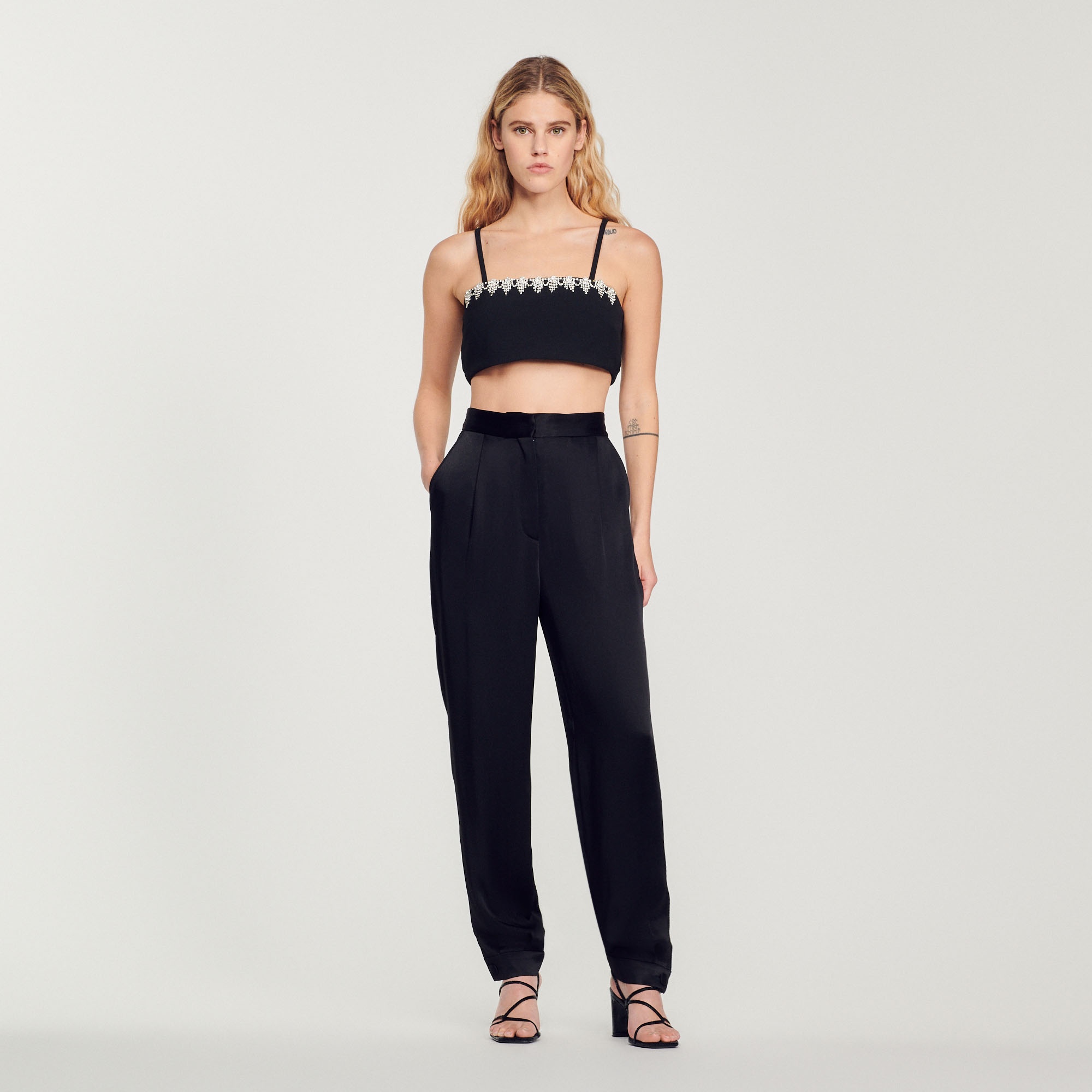 Satin pants with embellished detail - 5