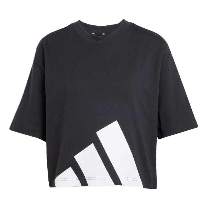 (WMNS) adidas Essentials Big Logo Boyfriend T-Shirt 'Black' JG8736 - 1