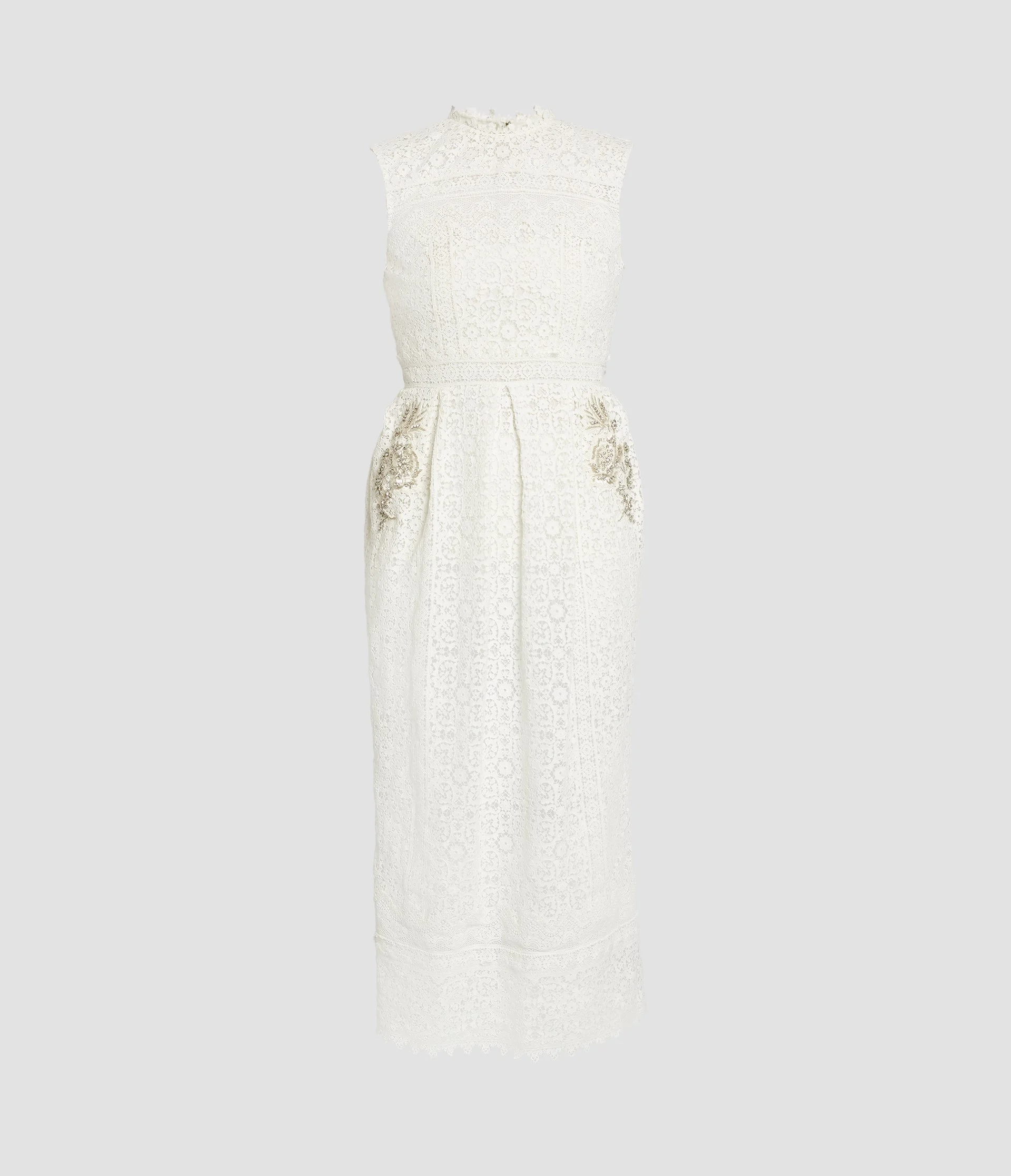 EMBROIDERED GUIPURE MIDI DRESS - 1