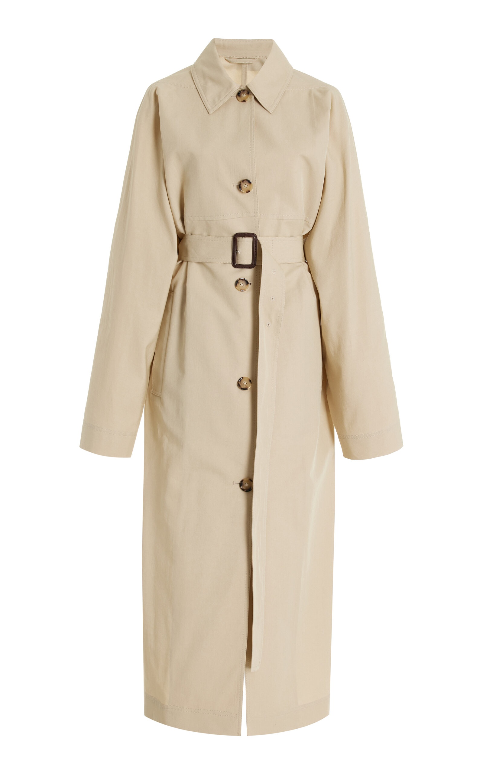 Tumbled Organic Cotton-Silk Trench Coat ivory - 1