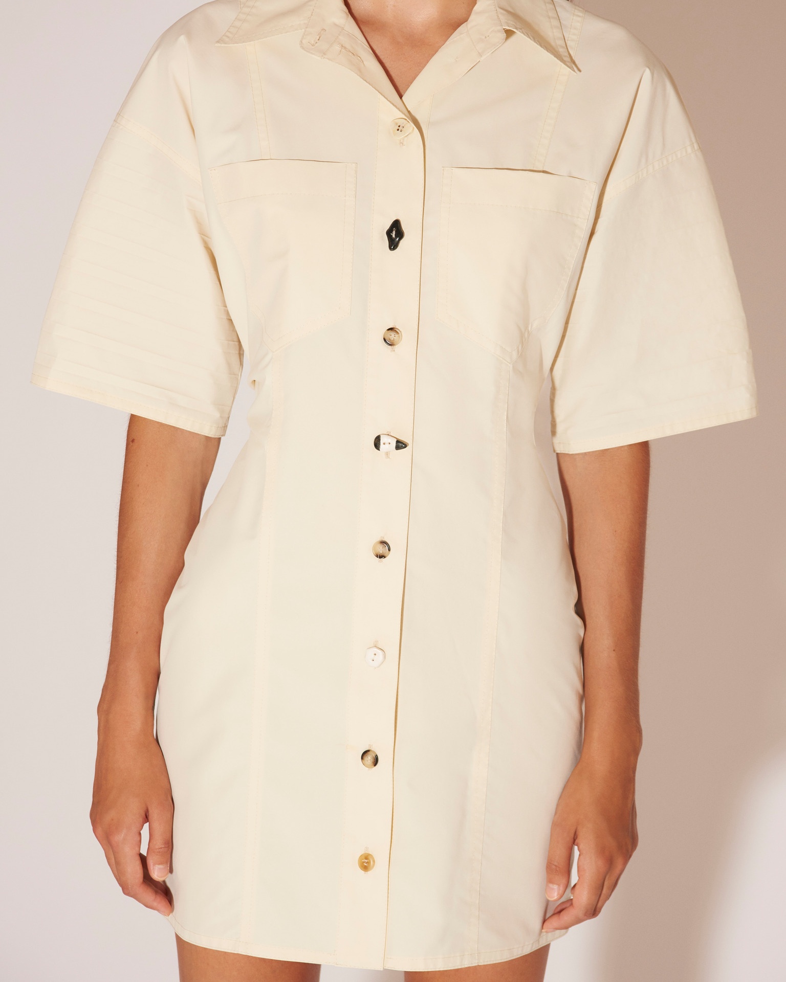 JAYLA - Pleated shirting dress - Creme - 5