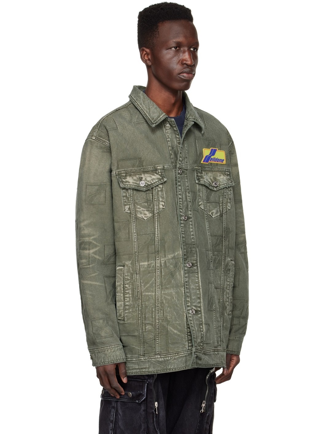 Khaki Jacquard Logo Denim Jacket - 2