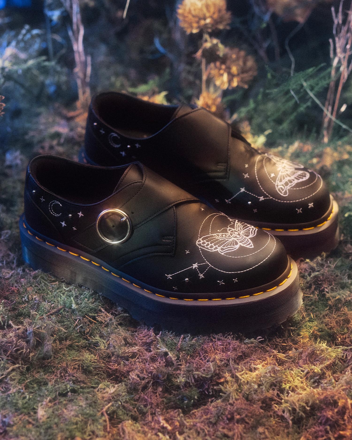 Monk Celestial Moth Leather Platform Shoes - 4