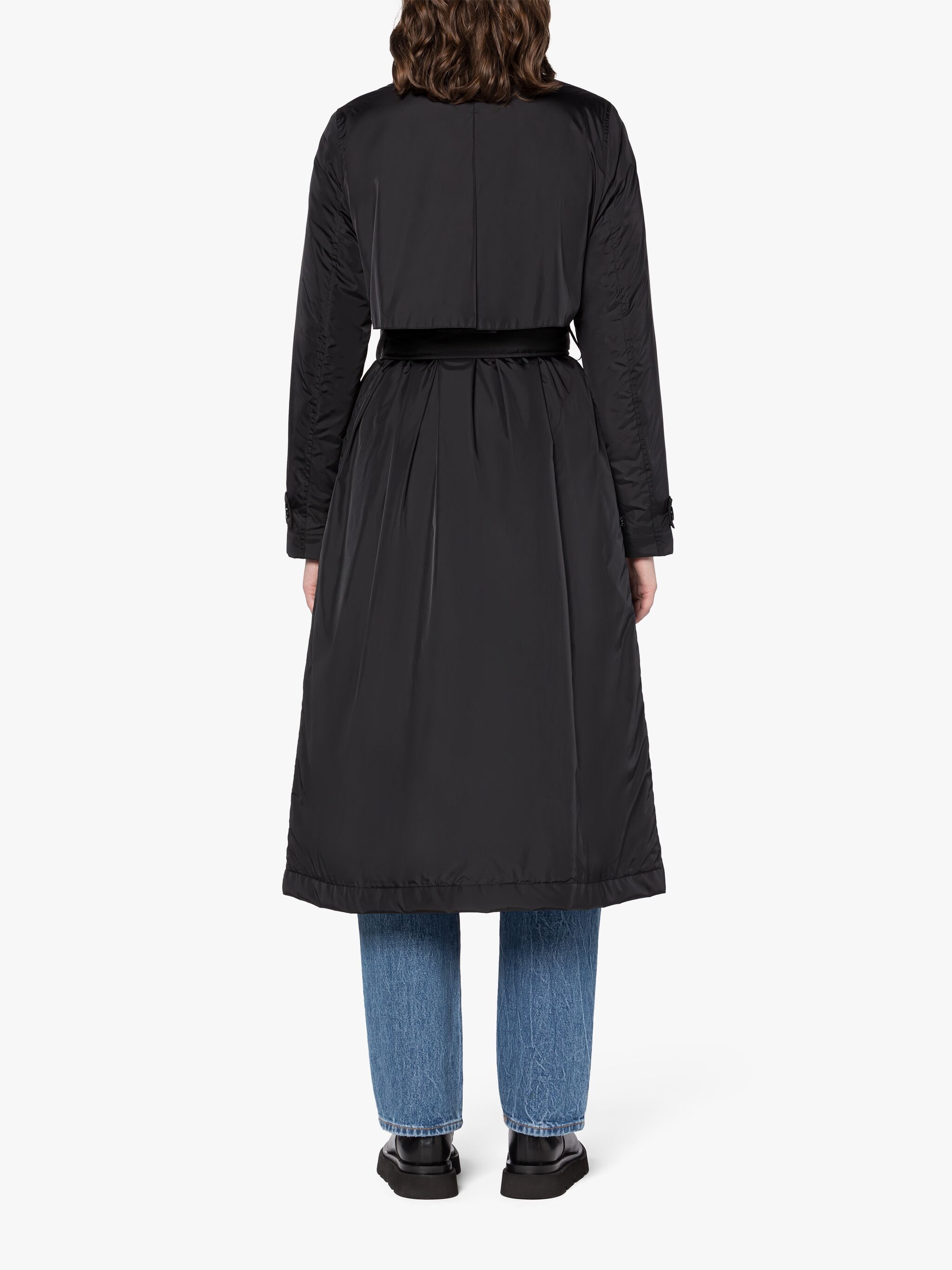 TYRIE BLACK NYLON THINDOWN TRENCH COAT - 4