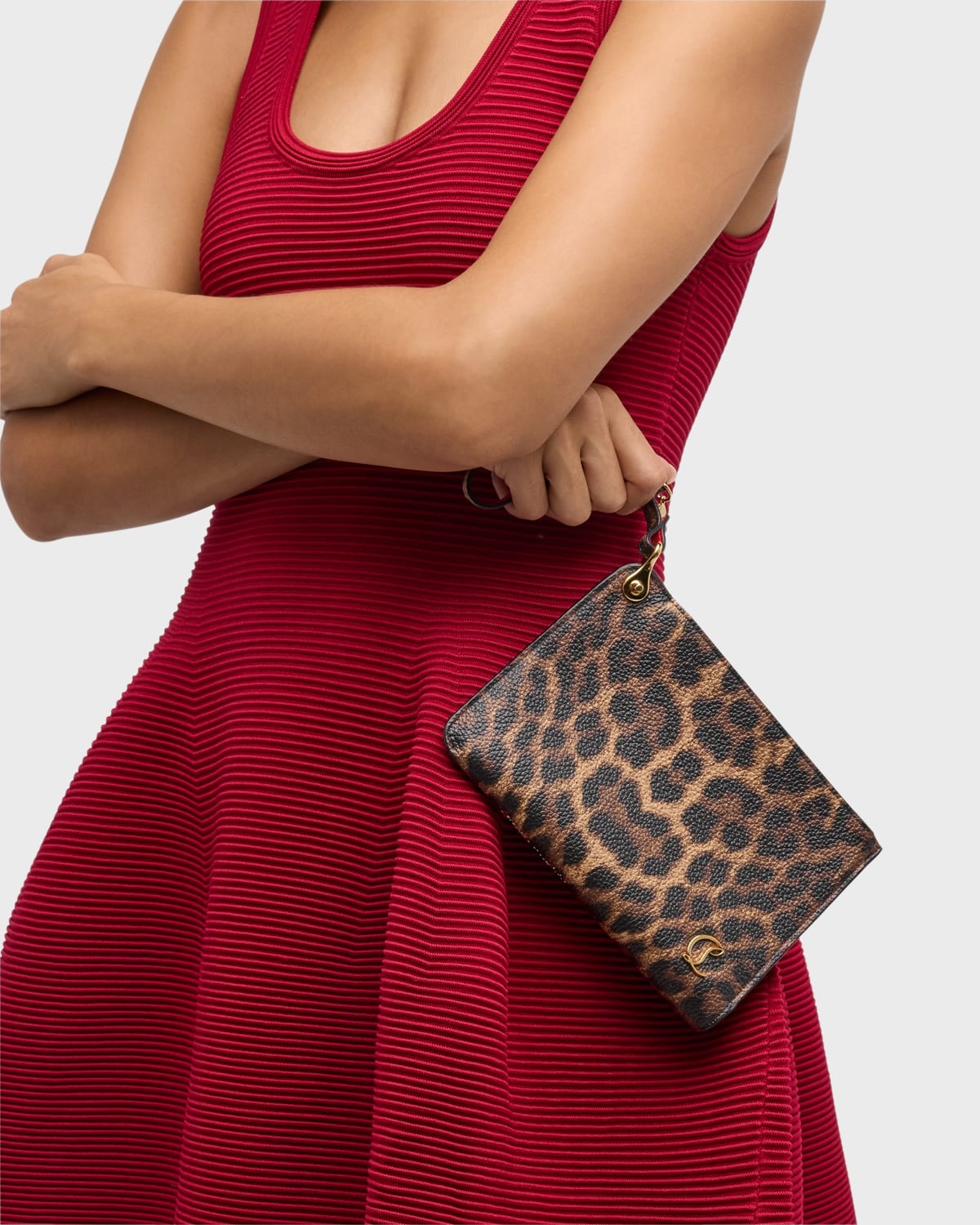 Leopard-Print Leather Pouch Bag - 2