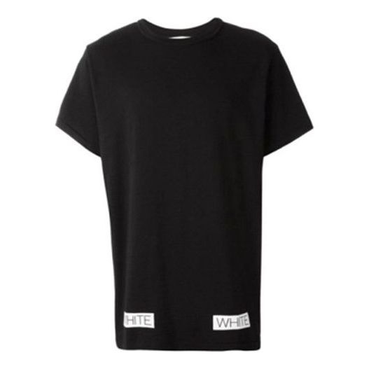 Off-White SS21 Cotton Stripe Printing Pattern Round Neck Short Sleeve Black OMAA002G20JER0091034 - 1