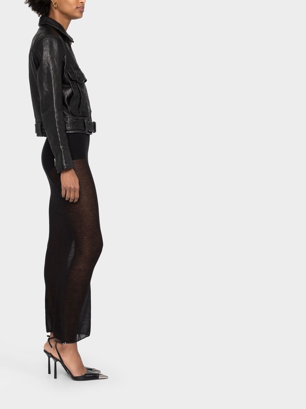 belted leather jacket - 4