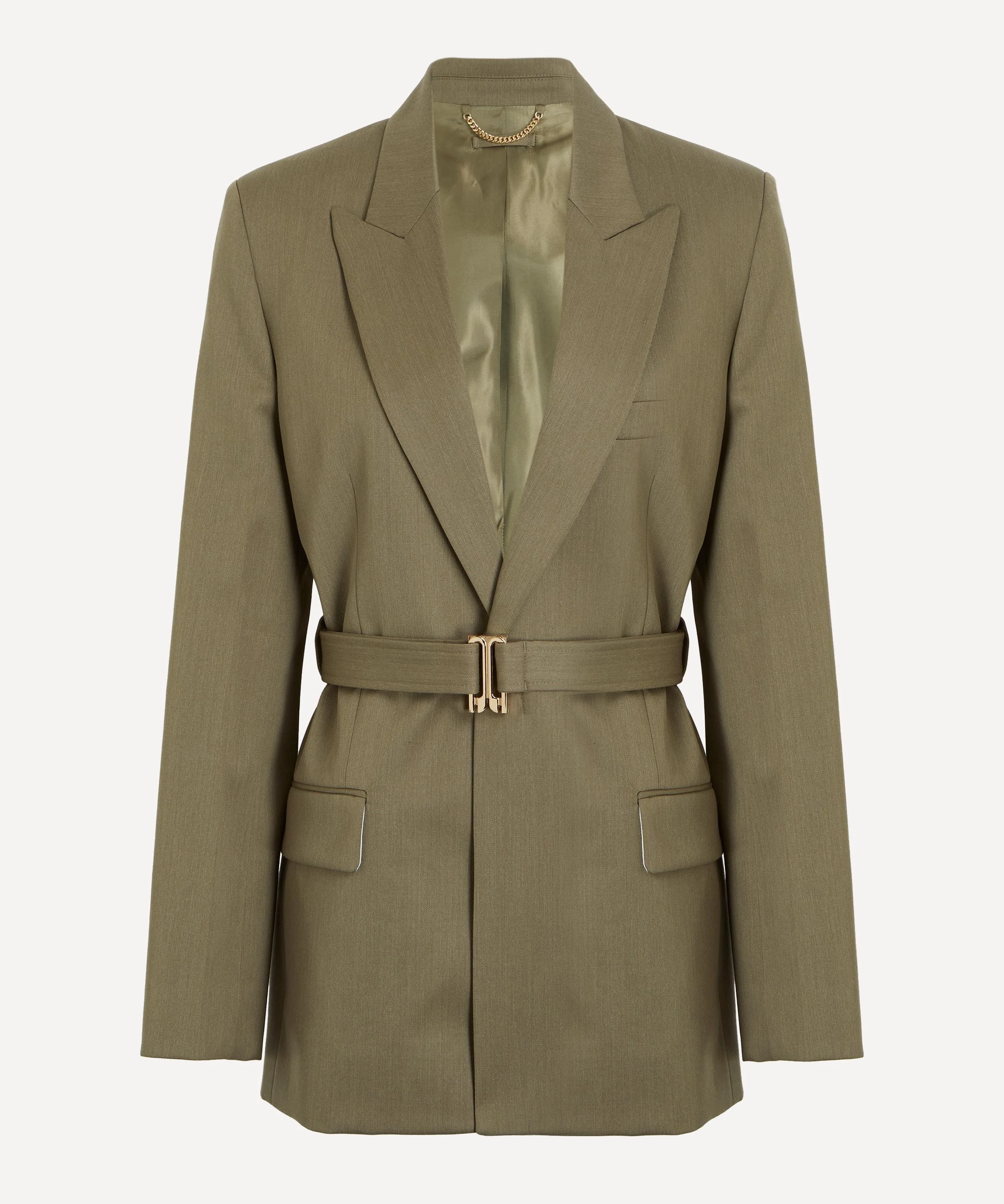 Sage Melange Belted Tailored Jacket - 1